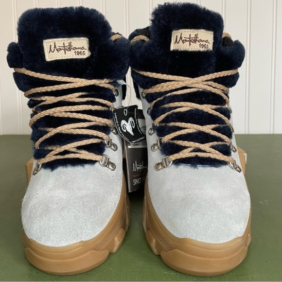 NWT Montelliana 1965 BUCANEVE Fleece Lined Lace Up Boots in Light Grey Suede - Picture 2 of 15